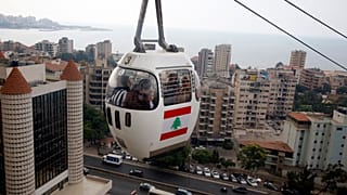 مقصورة التلفريك بالقرب من بيروت، لبنان