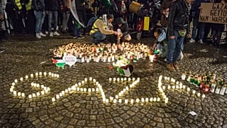 Hundreds of people gather for a rally in support for Gaza, on Christmas Eve in Amsterdam, Netherlands