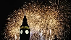 Silvesterpaty am Big Ben in London.