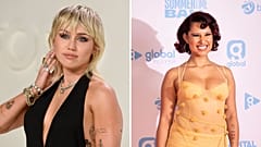 Miley Cyrus (L) and RAYE (R) 