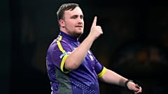 Luke Littler of England during the semifinal match against Scott Williams of England at the World Darts Championship, in London, Tuesday, Jan. 2, 2024.