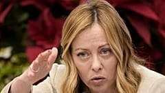 Italian Premier Giorgia Meloni answers journalists' questions during her year end press conference, in Rome