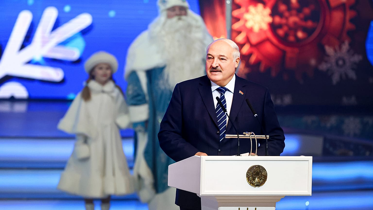 Belarus President Alexander Lukashenko attends a New Year Eve's children's charity event.