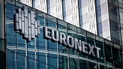 The logo of Euronext is pictured at its headquarters in the La Defense business district in Courbevoie near Paris, France, Wednesday, March 1, 2023. (AP Photo/Aurelien Morissa