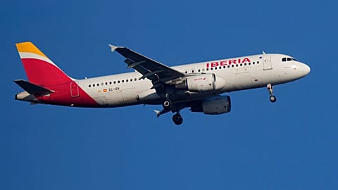 An Iberia Airbus A320 approaches for landing