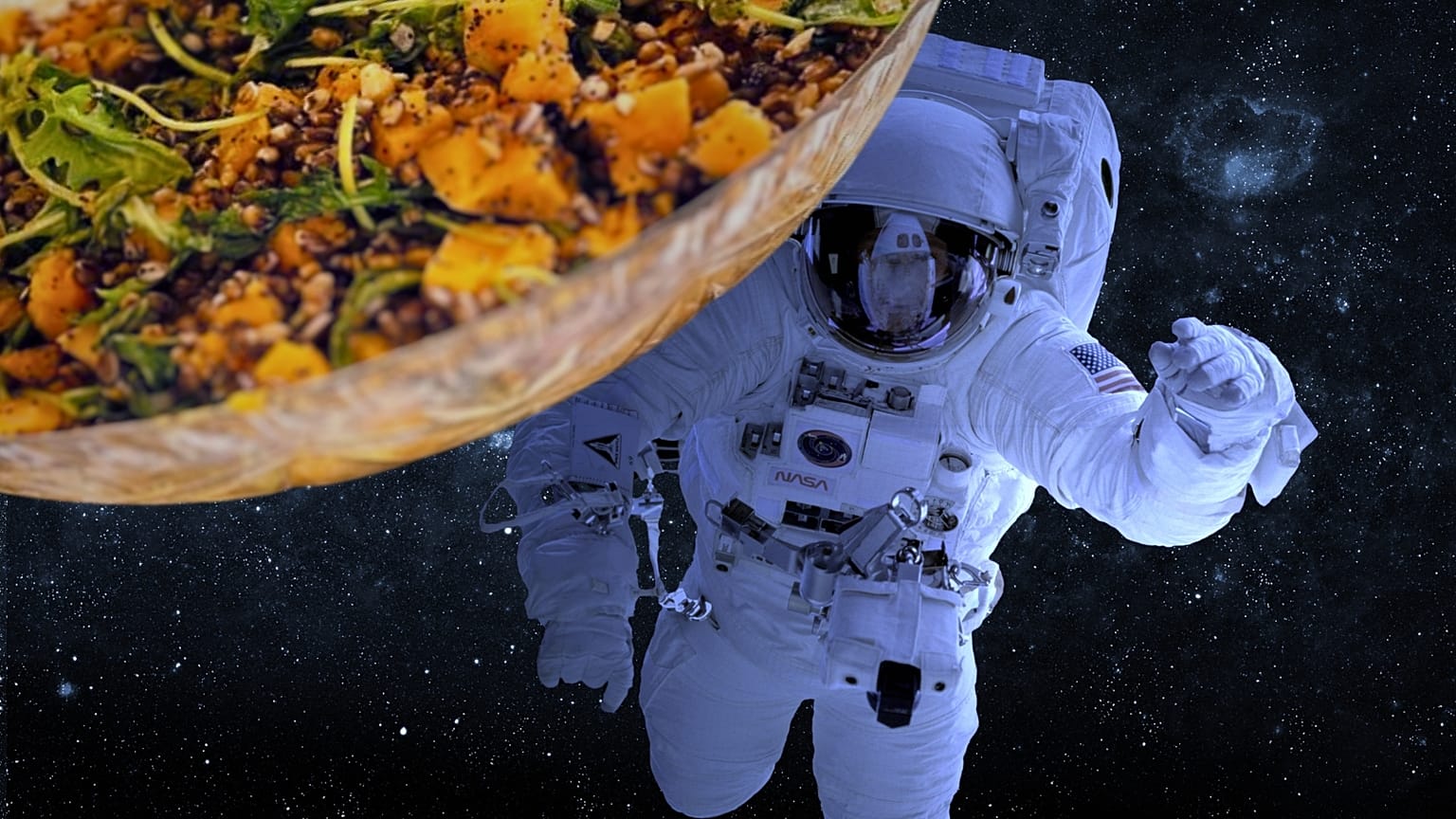 Questa insalata composta da soia, semi di papavero, orzo, cavolo, arachidi, patate dolci e semi di girasole potrebbe essere il pasto ottimale per gli uomini in missione spaziale di lunga durata.