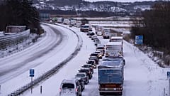 Un atasco en Alemania causado por el temporal de nieve.