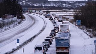 Un atasco en Alemania causado por el temporal de nieve.