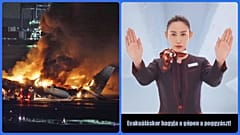 A Japán Légitársaság, a JAL Airbus utasszállítója teljesen kiégett a tokiói Haneda reptéren, 2024. január 2-án