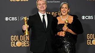 Christopher Nolan an der Seite von Emma Thomas am 8.1.24 in Beverly Hills