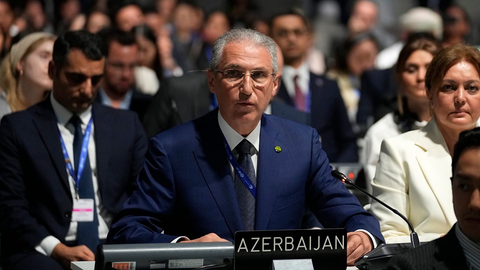 Mukhtar Babayev, Azerbaijan ecology and natural resources minister at the COP28 UN Climate Summit in Dubai, 11 December 2023.