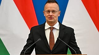 Szijjártó Péter külgazdasági és külügyminiszter 2023. december 15-én egy budapesti sajtótájékoztatón