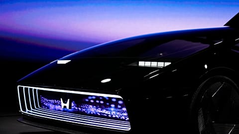 The newly unveiled concept car, Honda Zero Series "Saloon" electric vehicle is displayed during a Honda news conference during the 2024 CES tech show in Las Vegas.