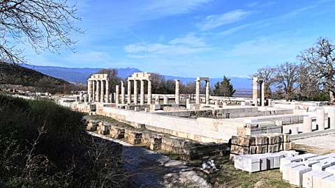 The Palace of Aigai, built more than 2,300 years ago during the reign of Alexander the Great's father, is seen after it fully reopened in ancient Aigai on 5 January.