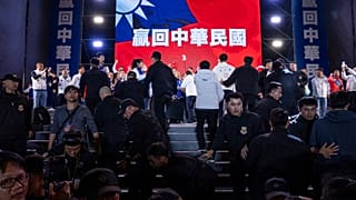 Un comizio elettorale a Taiwan