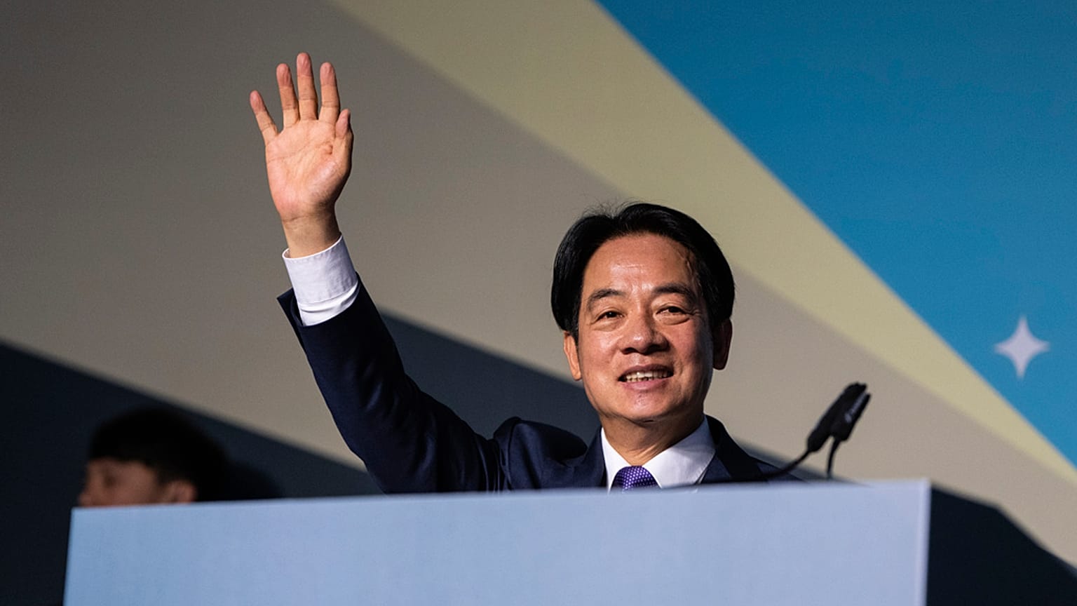 Democratic Progressive Party candidate Lai Ching-te greets supporters in New Taipei City, Taiwan, Saturday, Jan. 13, 2024. 