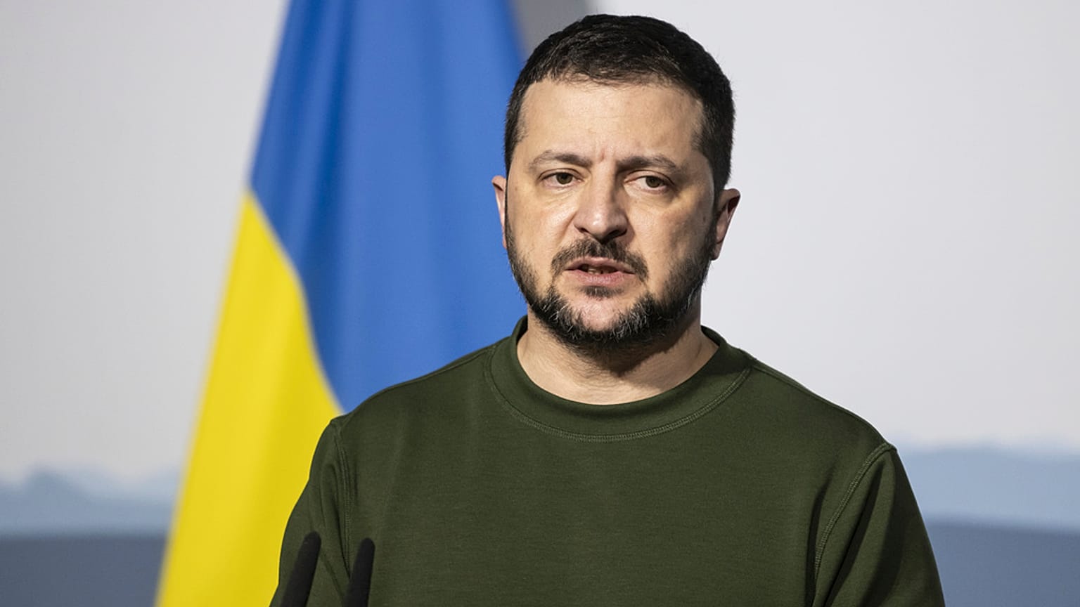 Il presidente ucraino Volodymyr Zelensky a Berna, in Svizzera, 15 gennaio 2024