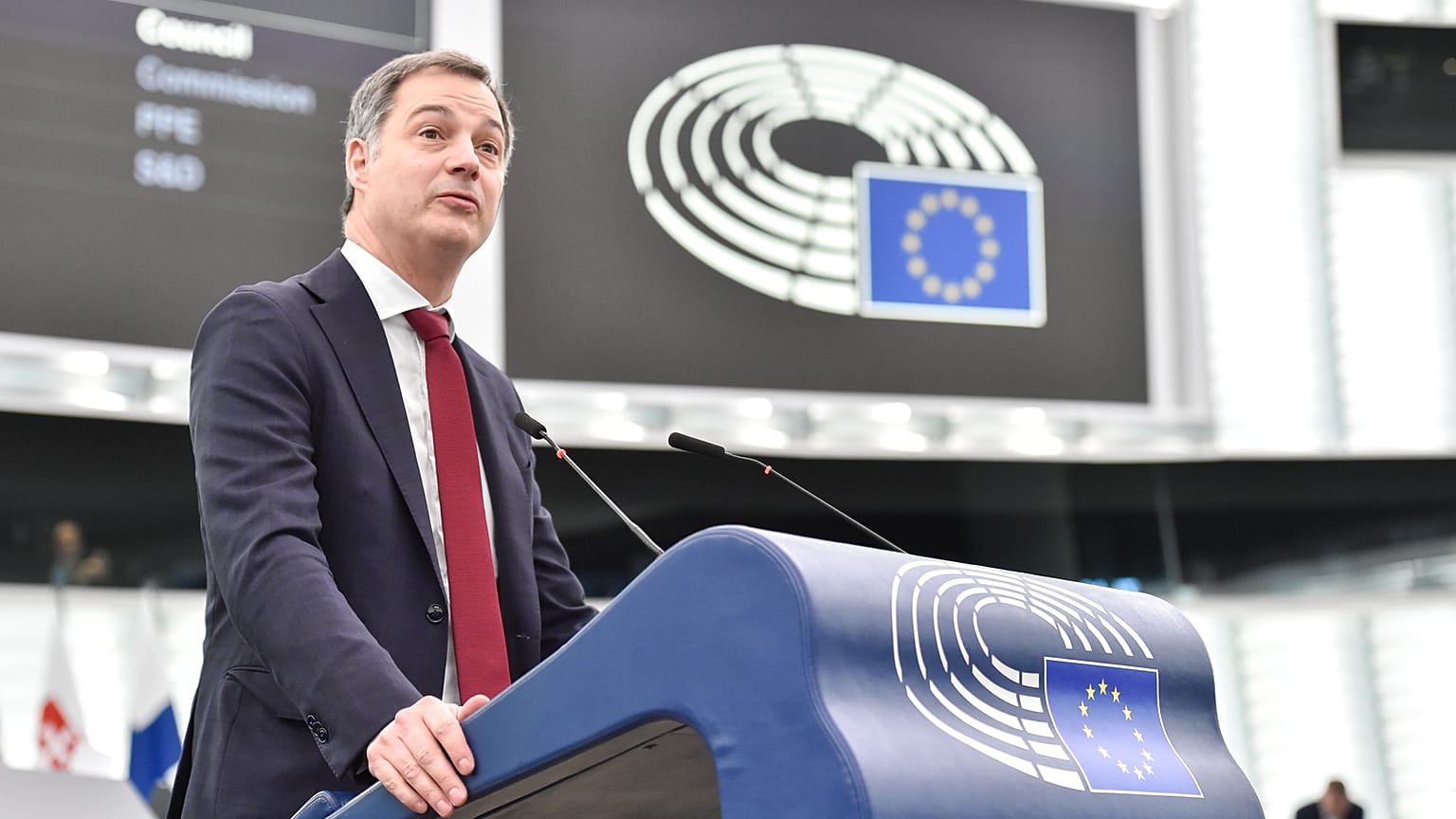 Il primo ministro belga Alexander de Croo al Parlamento europeo di Strasburgo