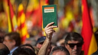 Un hombre con un libro de la Constitución.