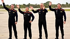 Die Astronauten der Axiom-3-Mission (v.l.n.r.) Marcus Wandt (Schweden), Alper Gezeravci (Türkei), Walter Villadei (Italien) und Kommandant Michael Lopez-Alegria am Donnerstag