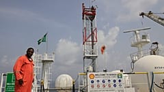 A member of Shell staff on the Bonga offshore oil Floating Production Storage and Offloading vessel off the coast of the Niger Delta in Nigeria, Monday, Dec. 26, 2011.