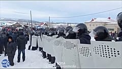 Протесты у здания суда в Баймаке, Башкортостан, 17 января 2024 года.