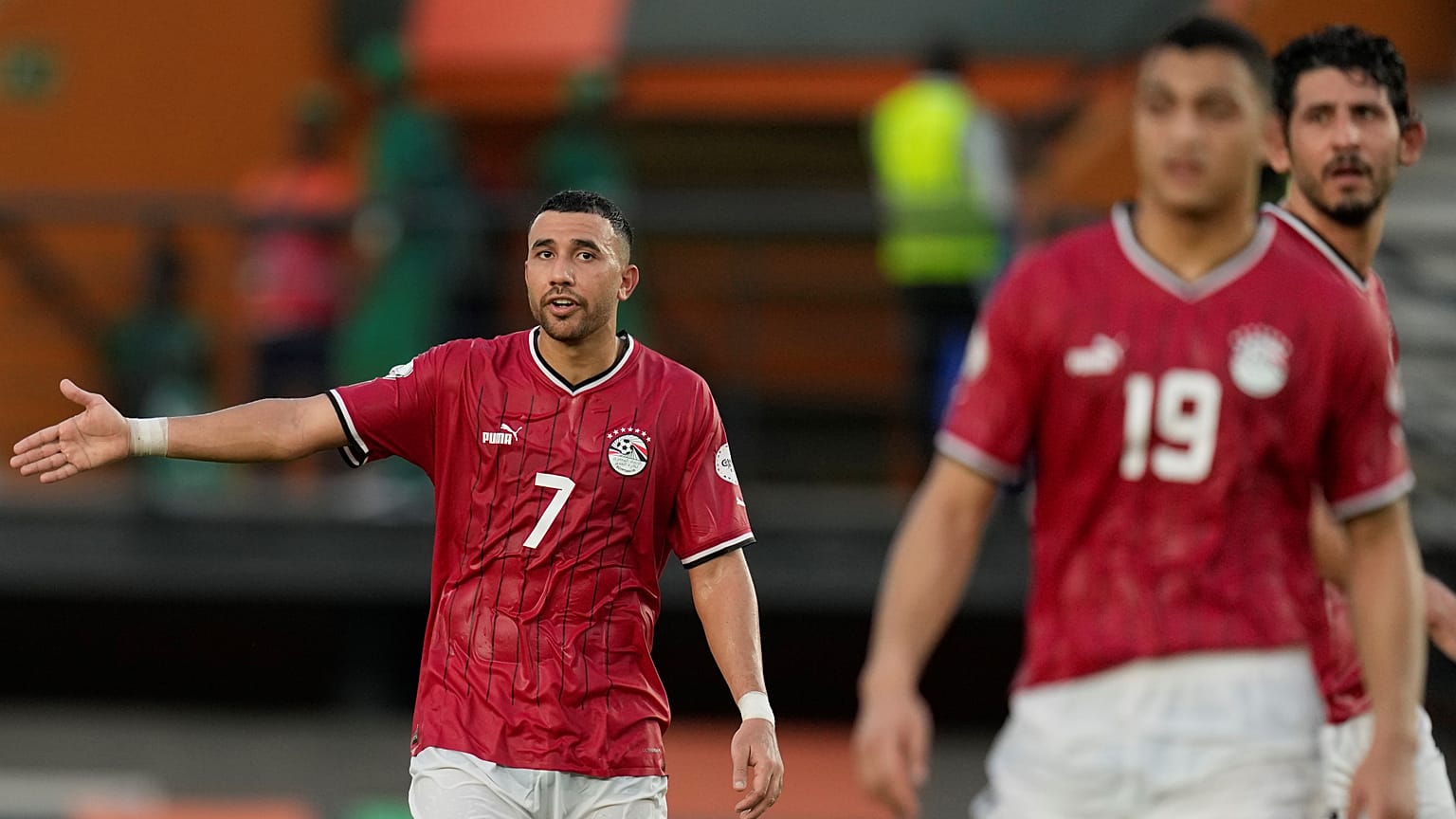 لاعبو منتخب مصر خلال مباراة موزمبيق