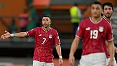 لاعبو منتخب مصر خلال مباراة موزمبيق