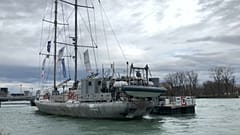 Tara Ozeanboot in Lyon. Januar 2024.