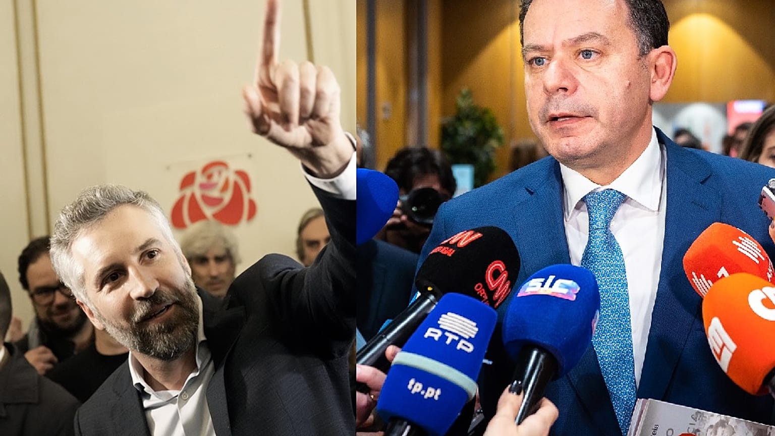 Ο γενικός γραμματέας του PS Pedro Nuno Santos και ο ηγέτης του PSD και της AD Luís Montenegro