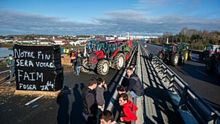 Bauernproteste nahe Bayonne in Südfrankreich am 23.1.24