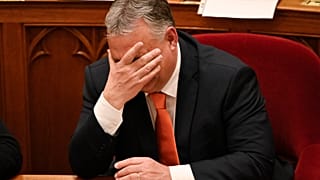 Orbán Viktor miniszterelnök a Finnország NATO-csatlakozási kérelméről szóló szavazás előtt a Parlamentben 2023. március 27-én