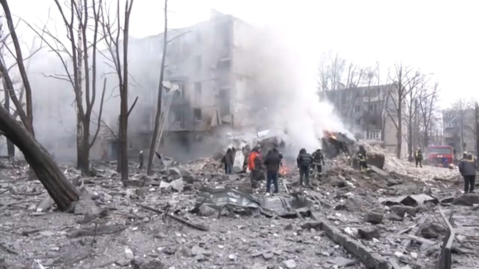Charkiw in der Ukraine nach Raketenbeschuss aus Russland am 23. Januar 2024