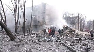 Charkiw in der Ukraine nach Raketenbeschuss aus Russland am 23. Januar 2024
