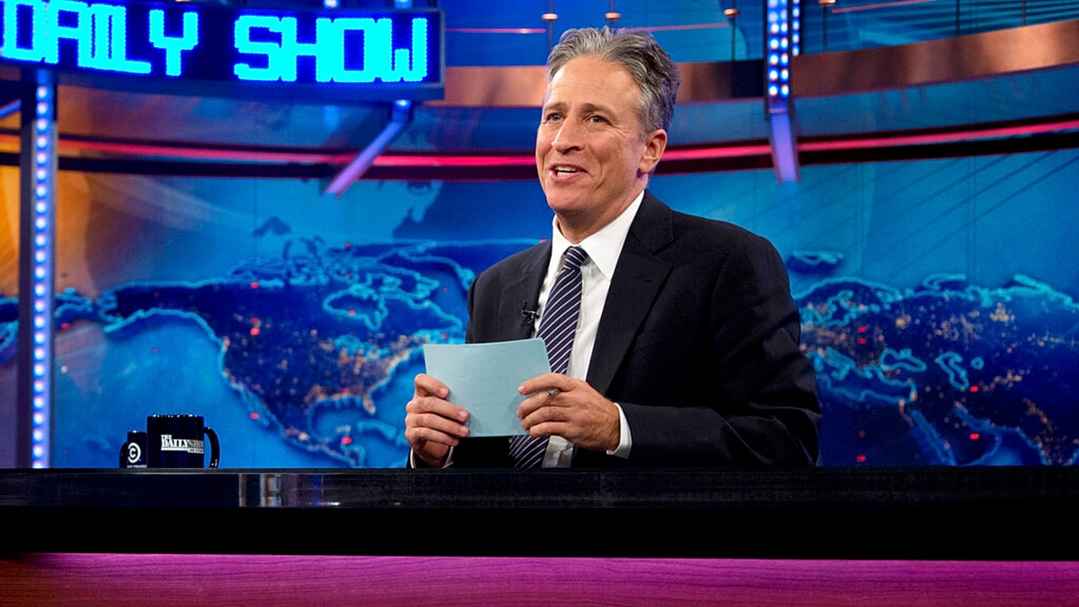 Emmy Winner Jon Stewart during a recording of "The Daily Show with Jon Stewart", in New York, 2015