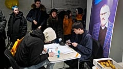 People leave their signatures for Boris Nadezhdin, a liberal Russian politician, who aspires to run for president in March's presidential election, in St. Petersburg, Russia.