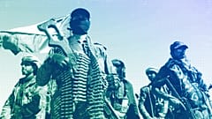 Houthi-Kämpfer demonstrieren gegen die Angriffe der USA und des Vereinigten Königreichs auf ihre militärische Einrichtungen in der Nähe von Sanaa, Januar 2024