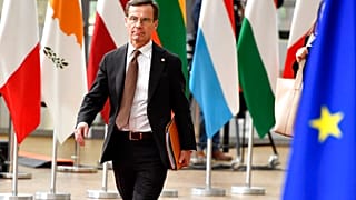 Sweden's Prime Minister Ulf Kristersson arrives for an EU summit in Brussels in 2022