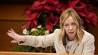 La Première ministre italienne Giorgia Meloni lors d'une conférence de presse à Rome, le 4 janvier 2024.