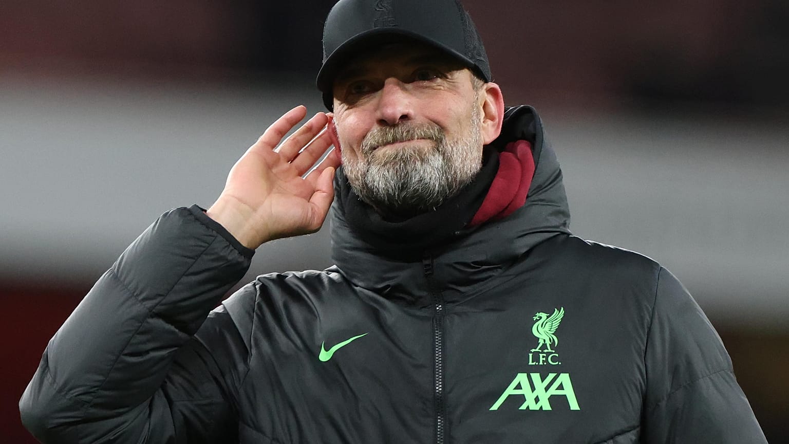 Jürgen Klopp a londoni Emirates Stadionban 2024. január 7-én