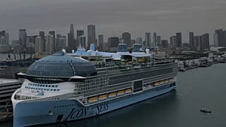 The Icon of the Seas, the world's largest cruise ship, sits docked after arriving to its home port in Miami, Wednesday, Jan. 10, 2024.