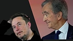 Elon Musk, CEO von Tesla Motors, links, Bernard Arnault, CEO des Luxuskonzerns LVMH, rechts
