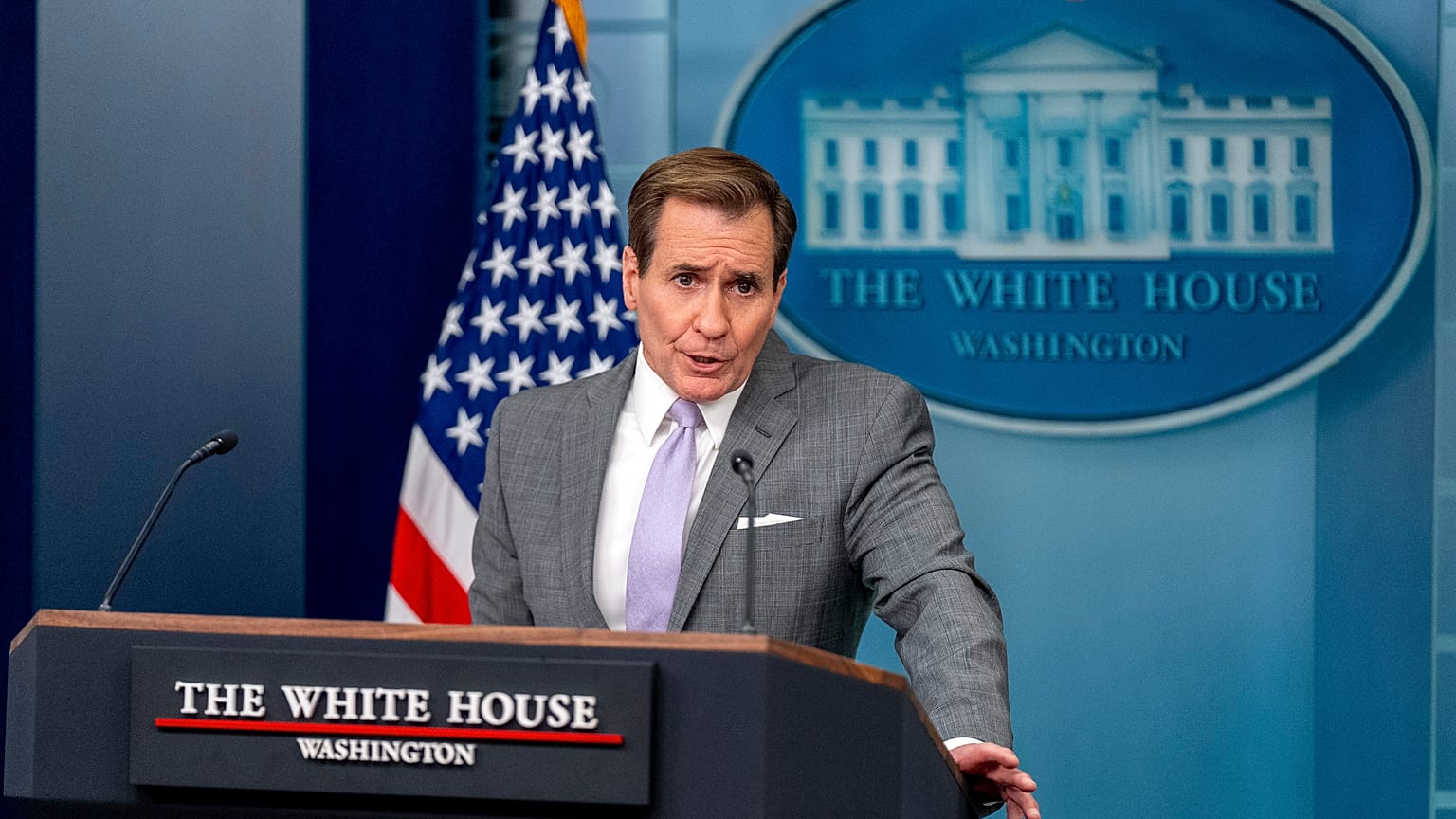 El portavoz del Consejo de Seguridad Nacional de la Casa Blanca, John Kirby, ofrece declaraciones a la prensa el lunes 29 de enero en la Casa Blanca, en Washington