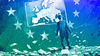 Montage: Ein Politiker denkt über den EU-Haushalt nach