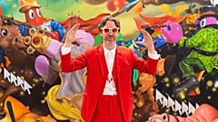 Pop artist Philip Colbert poses at his latest exhibition "House Of The Lobster" at Museo Archeologico Nazionale 