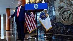 Donald Trump egy pártrendezvény előtt - 2024 január 31. 