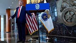 Donald Trump egy pártrendezvény előtt - 2024 január 31. 