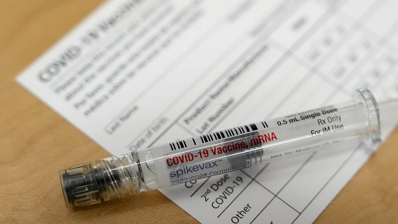 A Moderna Spikevax COVID-19 vaccine is seen at a drugstore in Cypress, Texas
