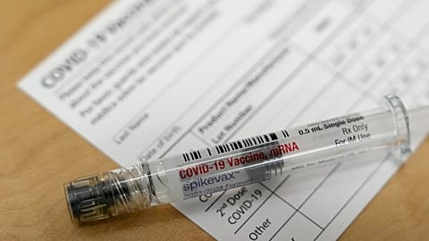 A Moderna Spikevax COVID-19 vaccine is seen at a drugstore in Cypress, Texas