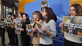 Tiltakozó képviselők az EP-ben, Strasbourg, 2024. 02. 05.